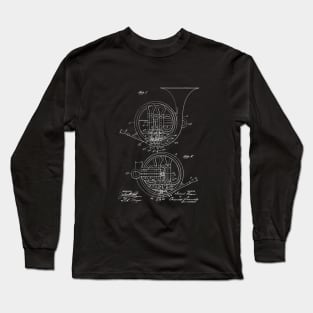 brass musical instrument Vintage Patent Hand Drawing Long Sleeve T-Shirt